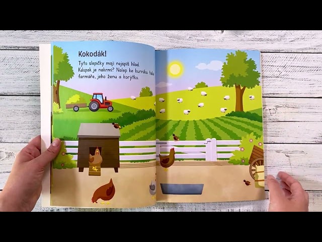 Na farmě - Kniha plná samolepek. Dolep velké barevné samolepky na každou scenérii z farmy.