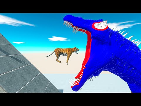 Deadly Jump Into CAPTAIN AMERICA Dinosaur Mouth - Animal Revolt Battle Simulator