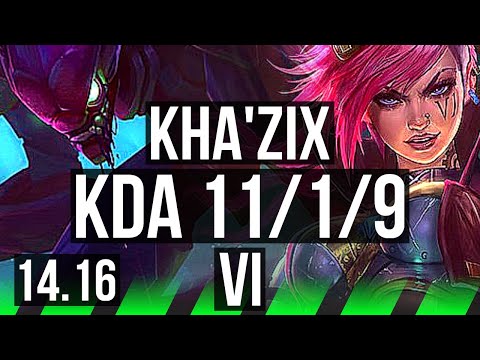 KHA'ZIX vs VI (JGL) | 11/1/9, 69% winrate, Legendary | NA Challenger | 14.16