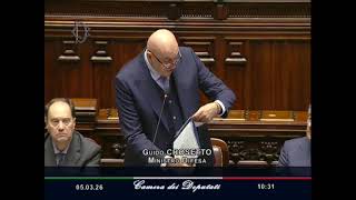 IRAN, IL MINISTRO CROSETTO RIFERISCE IN PARLAMENTO