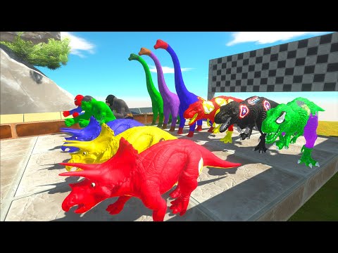 Superhero Quartet T-rex, Spino, Trice, KingKong Speed Race Championship Hunting Found Jurassic world