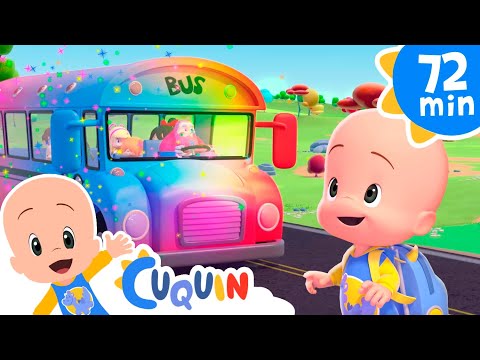 The Wheels On the Colorful Bus 🚌 Nursery Rhymes by Cleo and Cuquin | Children Songs