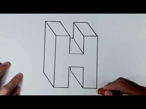 How To Draw 3D Letter H Tutorial Easy | Drawing H Letter in 3D Step By Step
