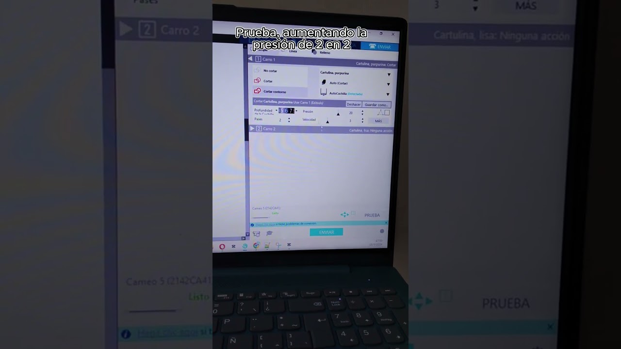 💡 Configuración perfecta para cortar cartulina glitter en Cameo ✂️✨