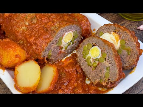 POLPETTONE RIPIENO ALLA SICILIANA CON SALSA ALLA MEDITERRANEA   ricetta FACILISSIMA!