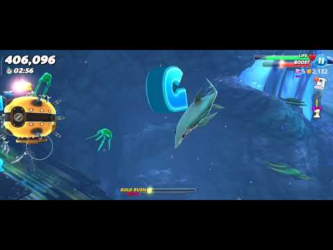 HUNGRY SHARK GAMEPLAY | Mako Shark | Arctic Ocean | Mega Gold Rush | 2000+ Coins in One Run