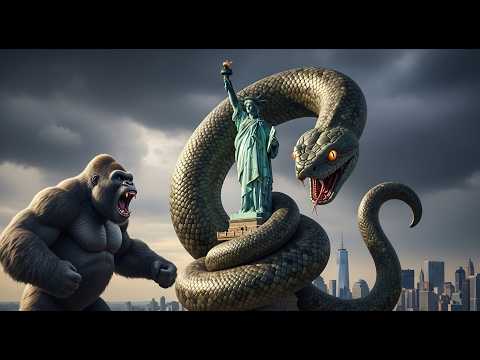 King Kong vs Titanoboa: Giant Snake Attacks Statue of Liberty