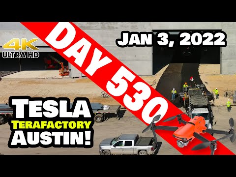 Tesla Gigafactory Austin 4K  Day 530 - 1/3/22 - Tesla Terafactory Texas - ROADS INSIDE GIGA TEXAS?