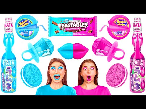 Pink Food vs Blue Food Color Challenge