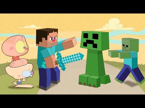 Mongo e Drongo conhecem Steve de Minecraft - desenho animado infantil
