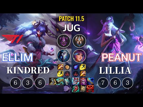 T1 Ellim Kindred vs Peanut Lillia Jungle - KR Patch 11.5