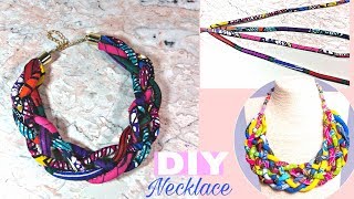 African Print Woven Rope Necklace DIY-Tutorial