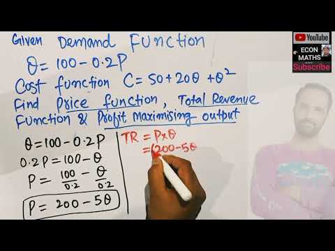 given demand & cost function find price function total revenue function & profit Maximizing output