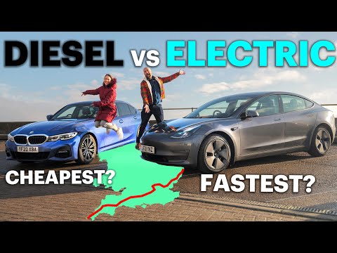 Diesel vs EV roadtrip BATTLE: £23,000 Tesla vs BMW – which is faster and cheaper?