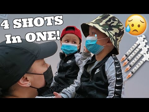 Twins Get 4 Vaccine Shots Each! Four Year Old Doctor Check Up 2021