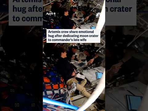 Artemis crew share emotional hug after dedicating moon crater to commander's late wife