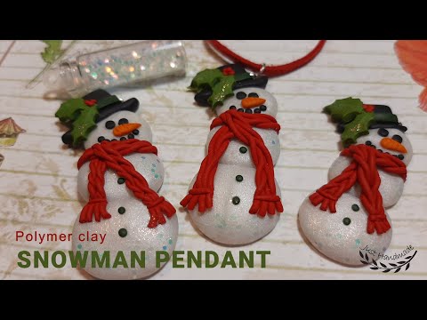~JustHandmade~ Polymer clay (Fimo) cute snowman pendant tutorial