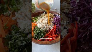 Asian Crunch Salad w/Ginger Lime Dressing &amp; Shredded Chicken, healthy meal prep lunch. Recipe below!