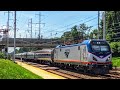 Amtrak Northeast Regional 140 RR Crossing Hornshow At Folcroft Station