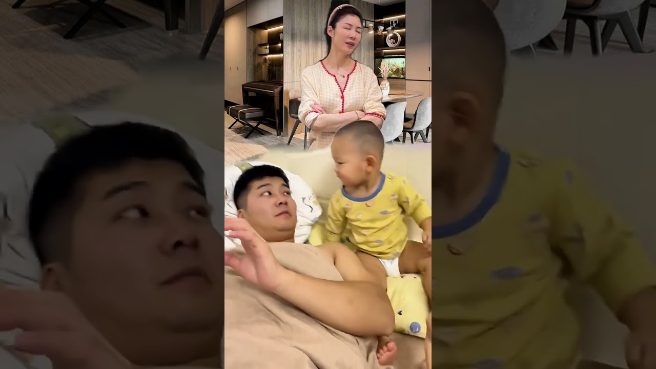 Dad tries to sleep but baby won't stop #funny #family #shorts #dadlife