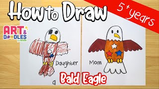 How to draw a BALD EAGLE  | Art and doodles for kids