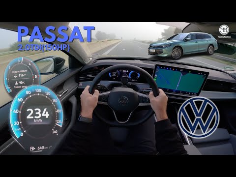 2024 VOLKSWAGEN PASSAT 2.0TDI (150Hp) Top Speed Drive ON THE GERMAN AUTOBAHN