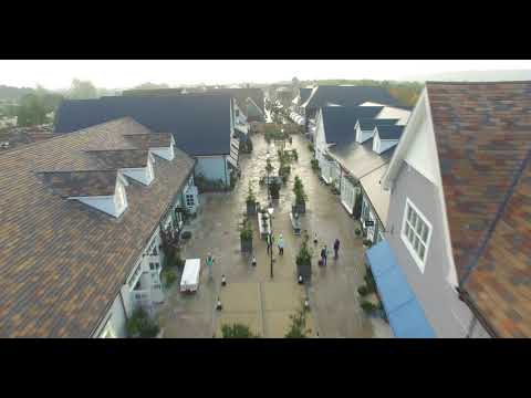 Drone footage of the new phase of Bicester Outlet Village (Mall 2)
