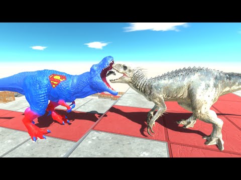 INDOMINUS REX vs SUPERMAN T-REX DEATH FALL - Animal Revolt Battle Simulator