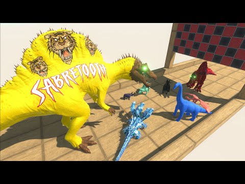 ESCAPE from SABRETOOTH SPINOSAURUS - Animal Revolt Battle Simulator