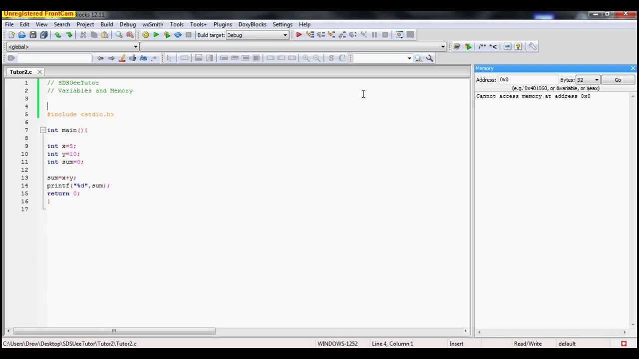 Variables and Memory (actually coding)