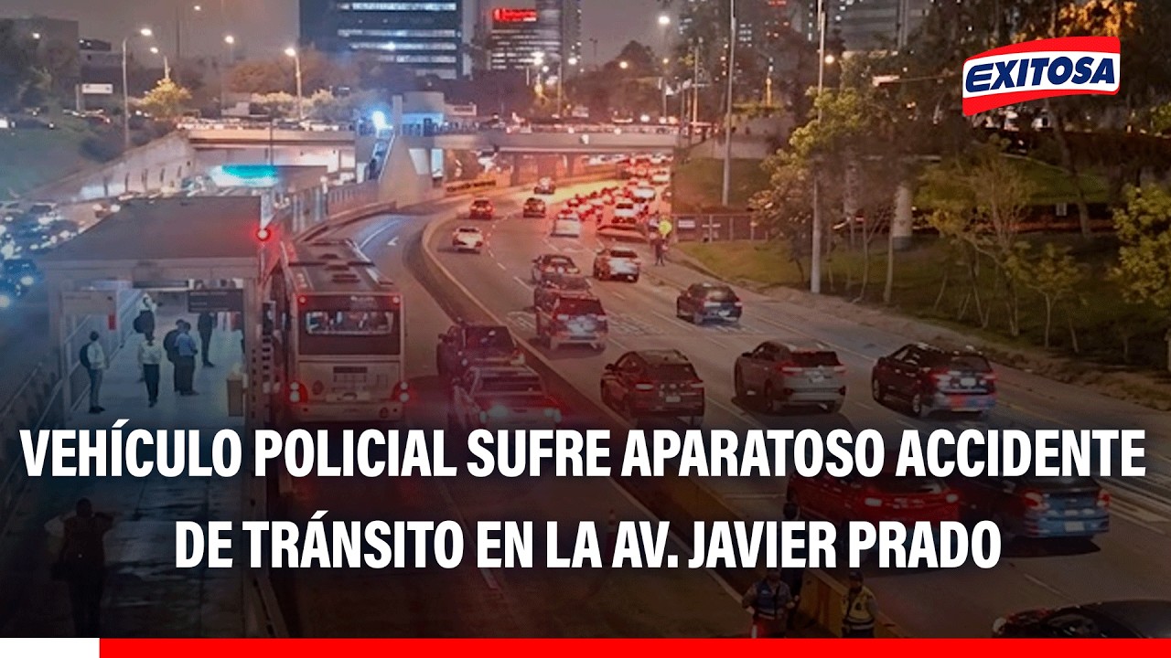 🔴🔵Vehículo de la Policía sufre accidente de tránsito cerca a estación Javier Prado del Metropolitano