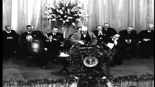 Winston Churchill's "Iron Curtain speech" regarding USSR and Eastern Bloc, at Wes...HD Stock Footage