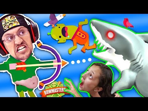MOMMY, CAN I SHOOTA SHARK PWEEEZ?! 🌊 BOWMASTERS Game w/ FGTEEV Duddy Chunky Boy (Skit)