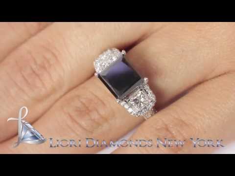 BDR-SOLD-009 - 6.69 Carat Princess Cut Natural Black Diamond Engagement Ring 14k White Gold