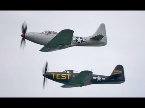 Two Rare P-63 Kingcobras aloft Wednesday at AirVenture 2017