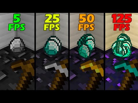 how minecraft is played at 5fps vs 25fps vs 50fps vs 125fps