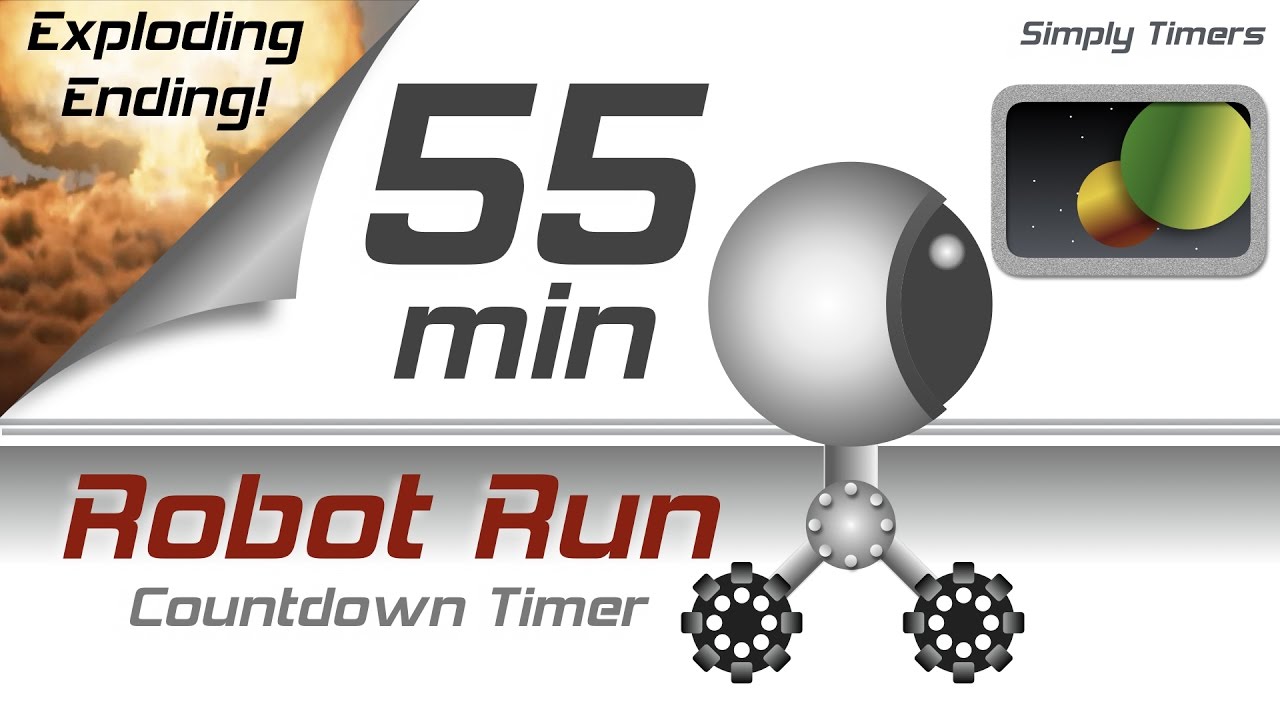55 min racing robot countdown timer with exploding ending