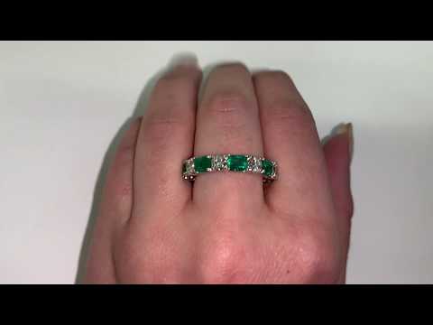 Emerald and Diamond White Gold Eternity Ring | TheNetJeweler