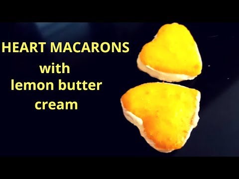 Heart macarons with lemon butter cream/valentine's Day special