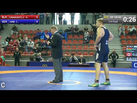 Quarterfinal GR - 130 kg: Christian JOHN (GER) df. Heorhi CHUHASHVILI (BLR), 4-1