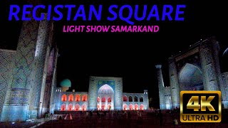 4K Registan Samarkanda Uzbekistan pokaz świateł