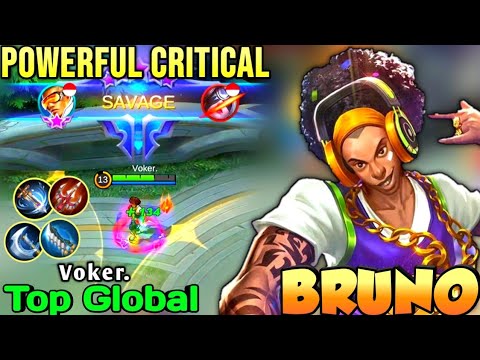SAVAGE!! BRUNO POWERFUL CRITICAL DAMAGE | TOP GLOBAL BRUNO Voker. - MOBILE LEGENDS