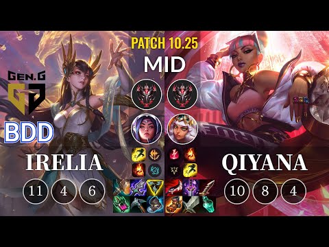 GEN Bdd Irelia vs Qiyana Mid - KR Patch 10.25