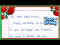 Birthday Card Writing In English Happy Birthday Wishes For Best Friend Card Writing In English