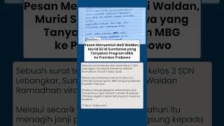 Pesan Menyentuh Hati Waldan, Murid SD di Sumbawa yang Tanyakan Program MBG ke Presiden Prabowo
