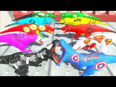 ALL MARVEL TYRANNOSAURUS REX CLIMBING CHALLENGE - Animal Revolt Battle Simulator