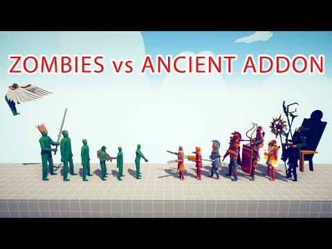 ZOMBIES TEAM vs ANCIENT ADDON TEAM - Totally Accurate Battle Simulator TABS