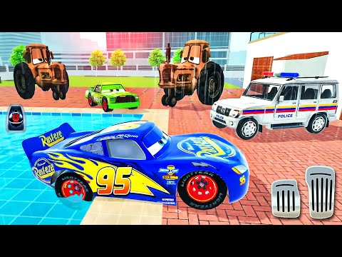 Indian Theft Aura Simulator | Tractor Tipping in McQueen & Police Car Driving 3D - Android GamePlay