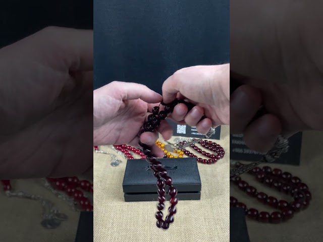 مسباح مسكي عسلي ممزوج بالاسود معتقة بلمسة أثرية وخرز دائري كبير