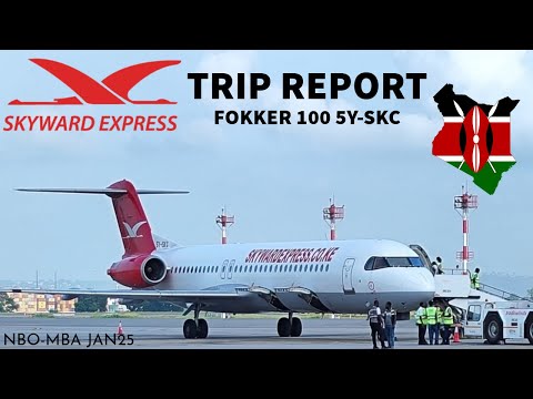 Fokker 100 Skyward Express trip report - Nairobi - Mombasa NBO-MBA Kenya JAN25
